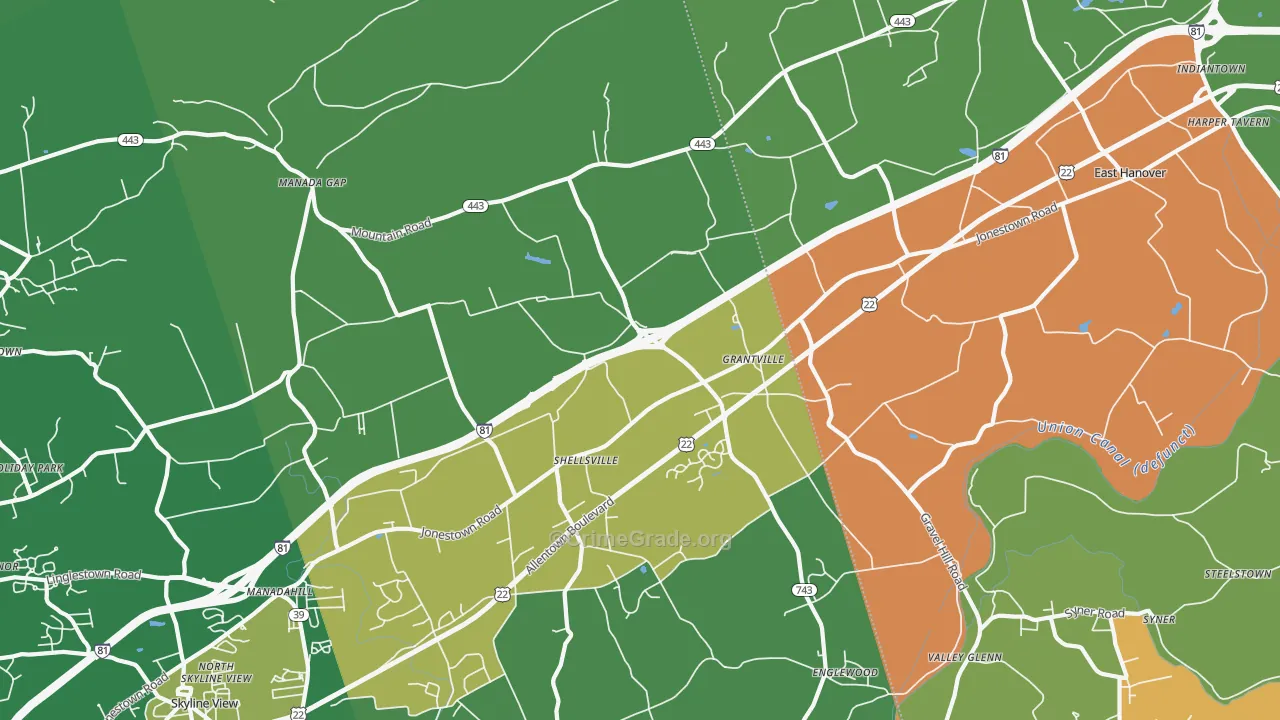 Grantville, PA Map of Drug-Related Crime Rates