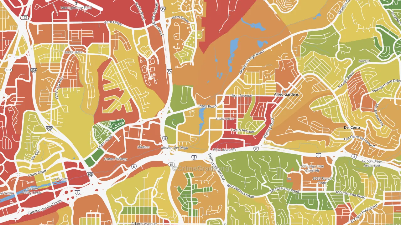 Grantville, San Diego, CA Map of Drug-Related Crime Rates
