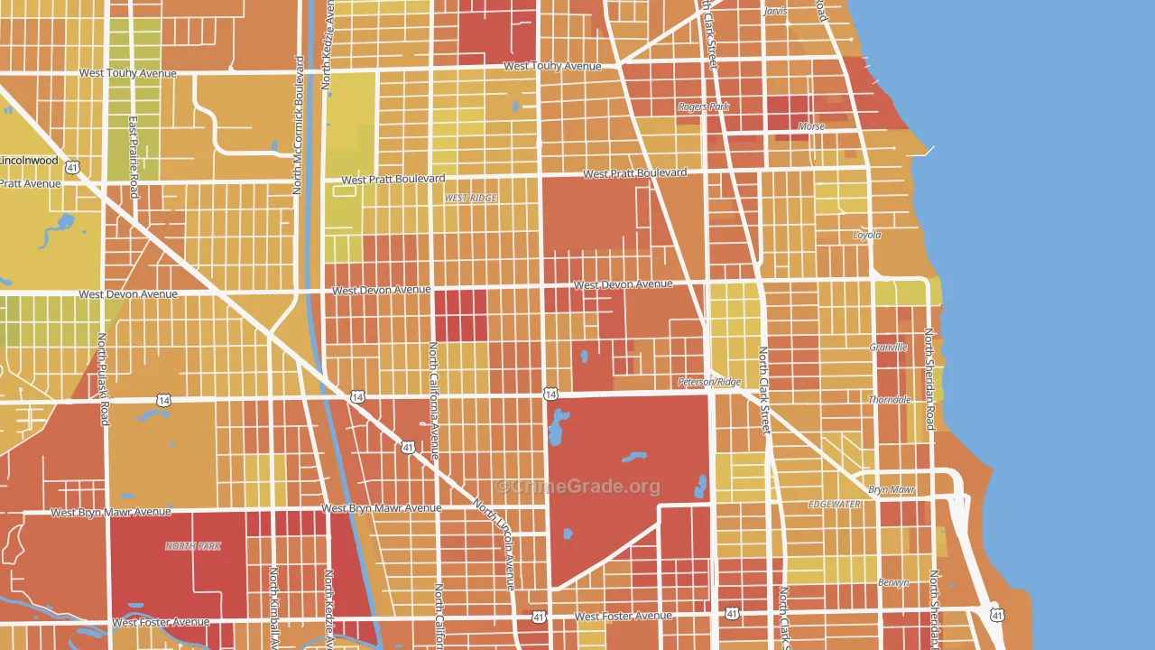 Granville Gardens, Chicago, IL Map of Drug-Related Crime Rates