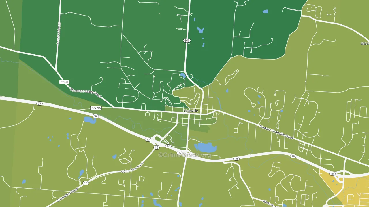 Granville Historic District, Granville, OH Map of Drug-Related Crime Rates