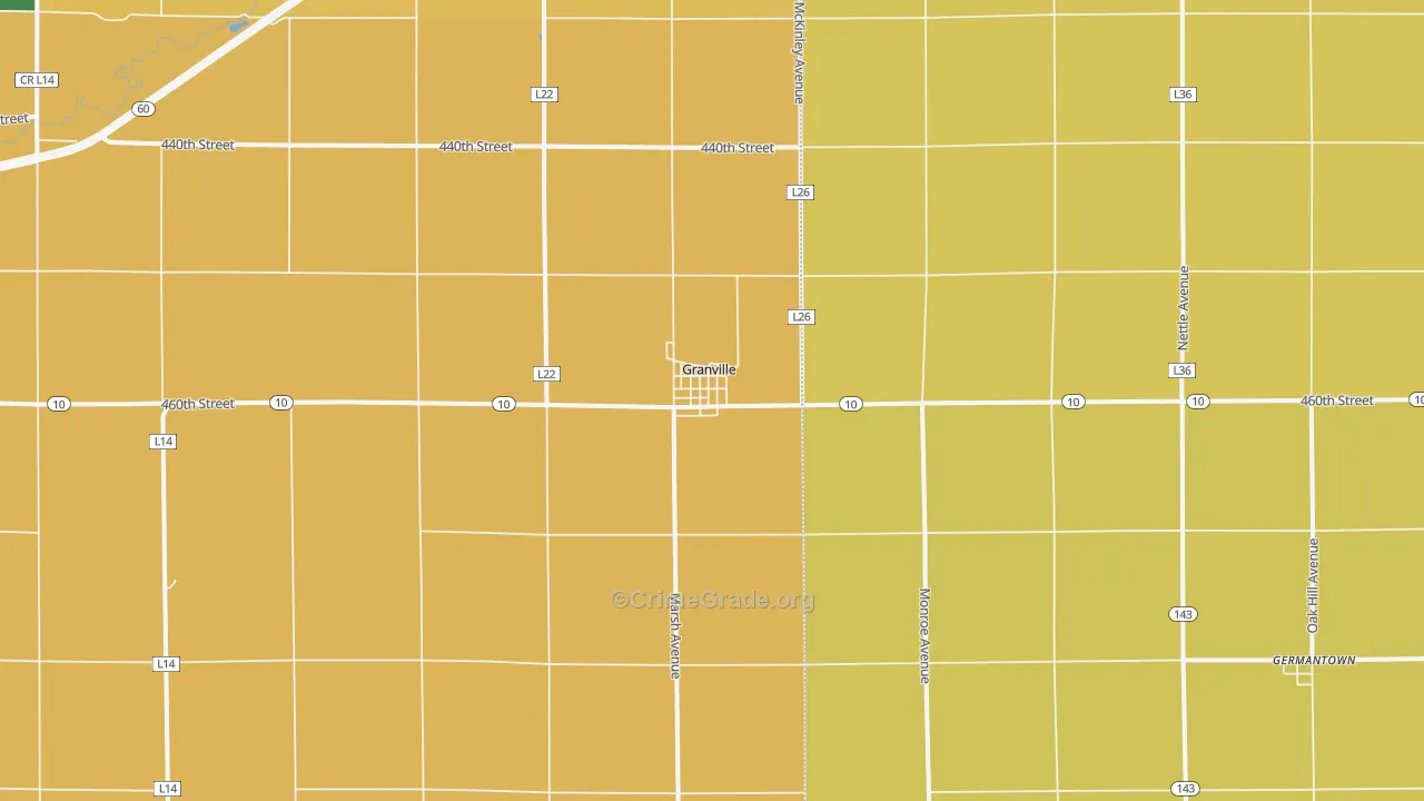 Granville, IA Map of Drug-Related Crime Rates