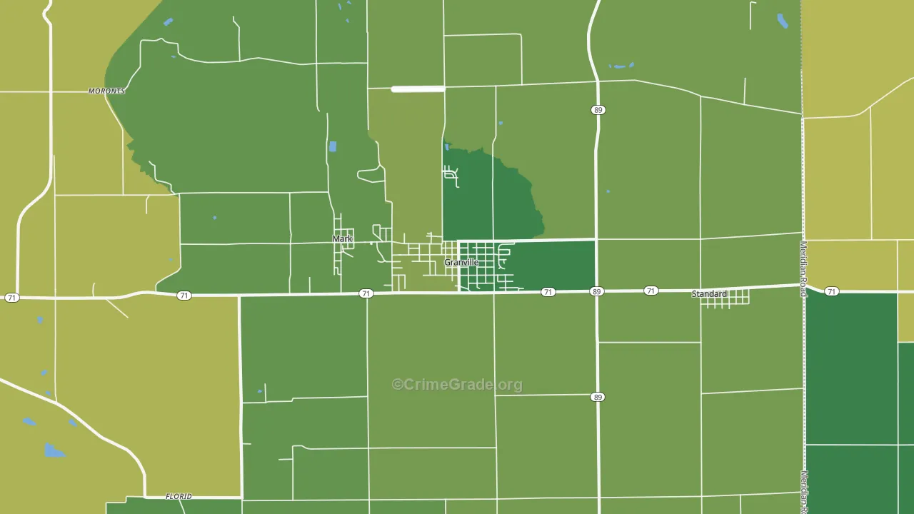 Granville, IL Map of Drug-Related Crime Rates