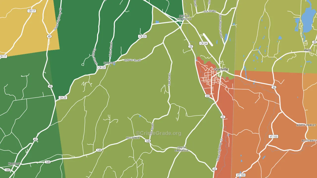 Granville, NY Map of Drug-Related Crime Rates