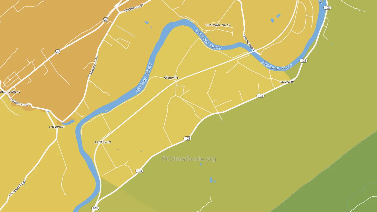 Granville, PA Map of Drug-Related Crime Rates