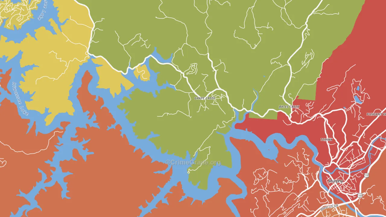 Grape Creek, NC Map of Drug-Related Crime Rates
