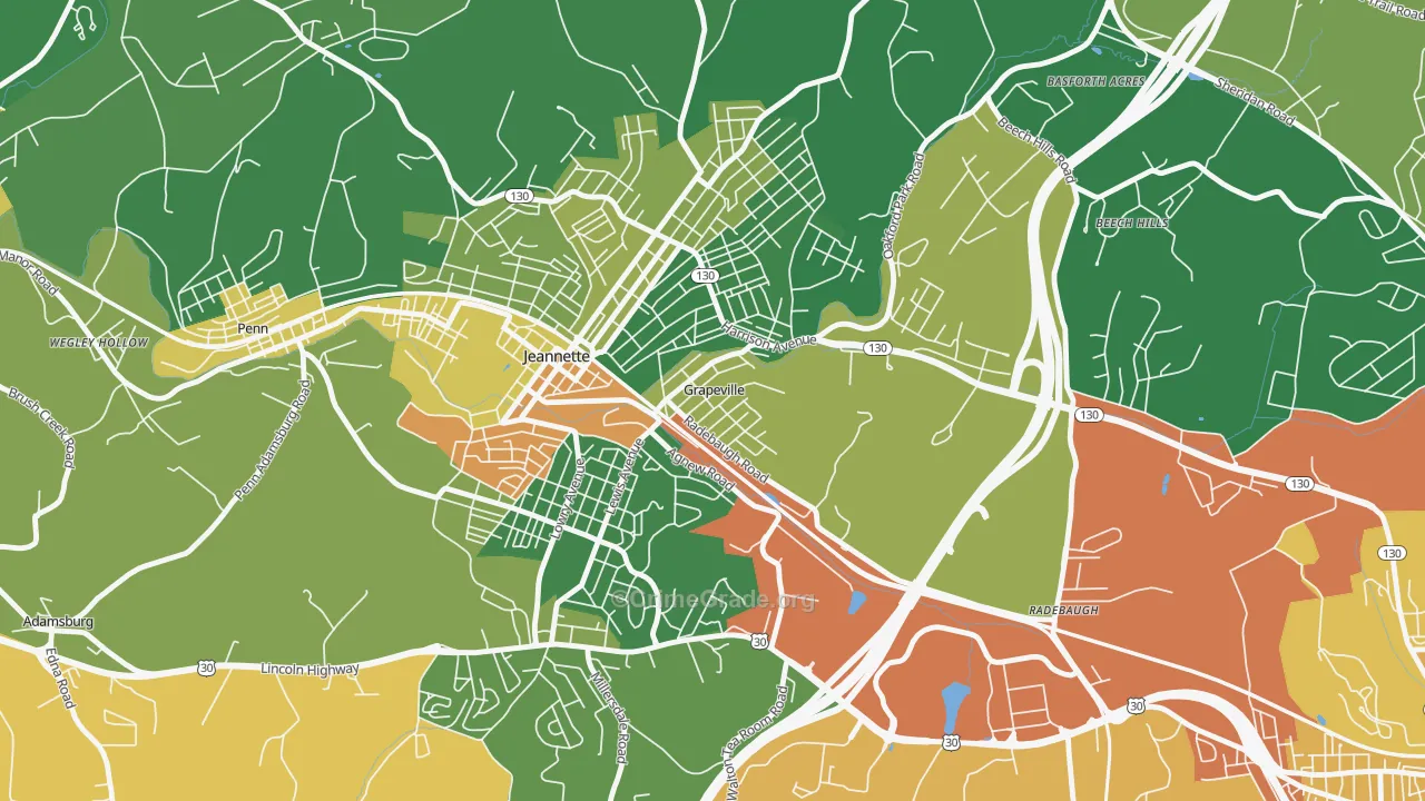 Grapeville, PA Map of Drug-Related Crime Rates