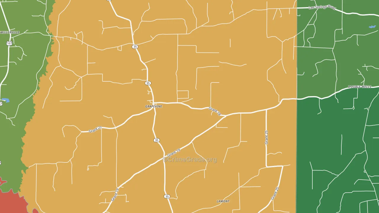 Grapevine, AR Map of Drug-Related Crime Rates