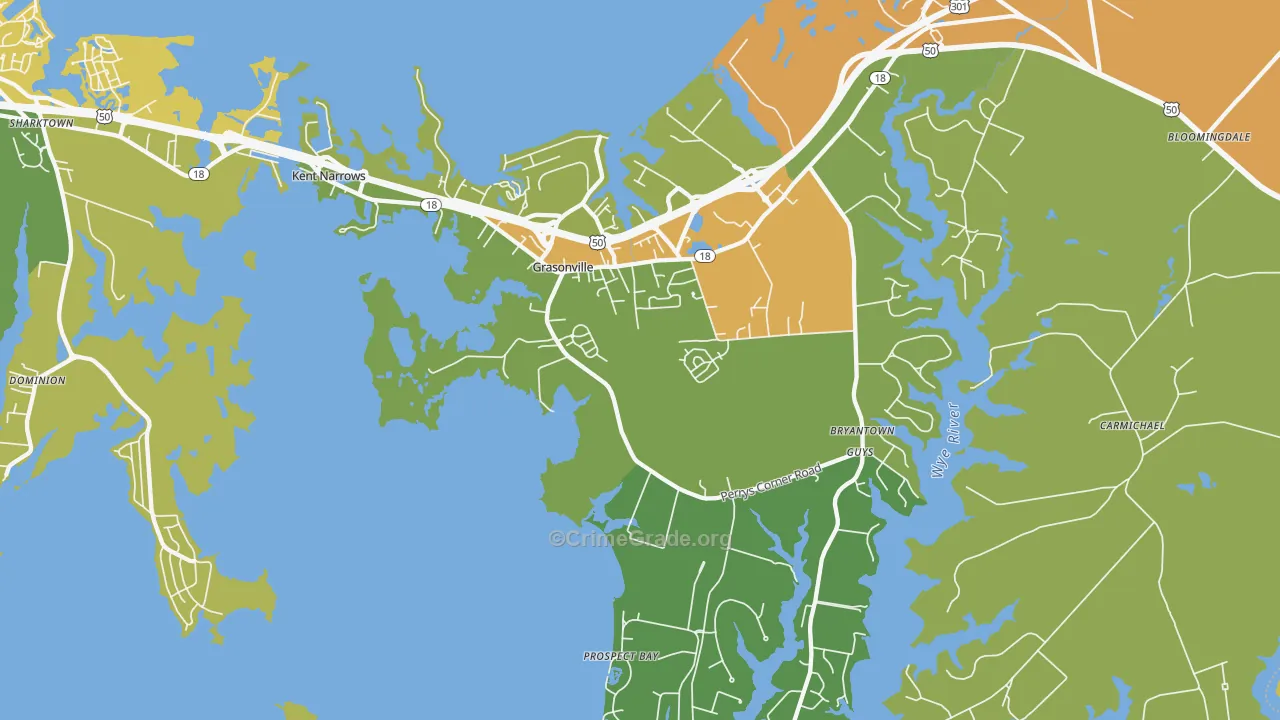 Grasonville, MD Map of Drug-Related Crime Rates