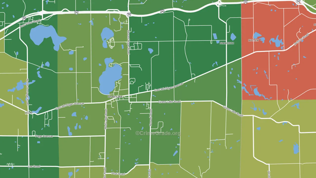 Grass Lake, MI Map of Drug-Related Crime Rates