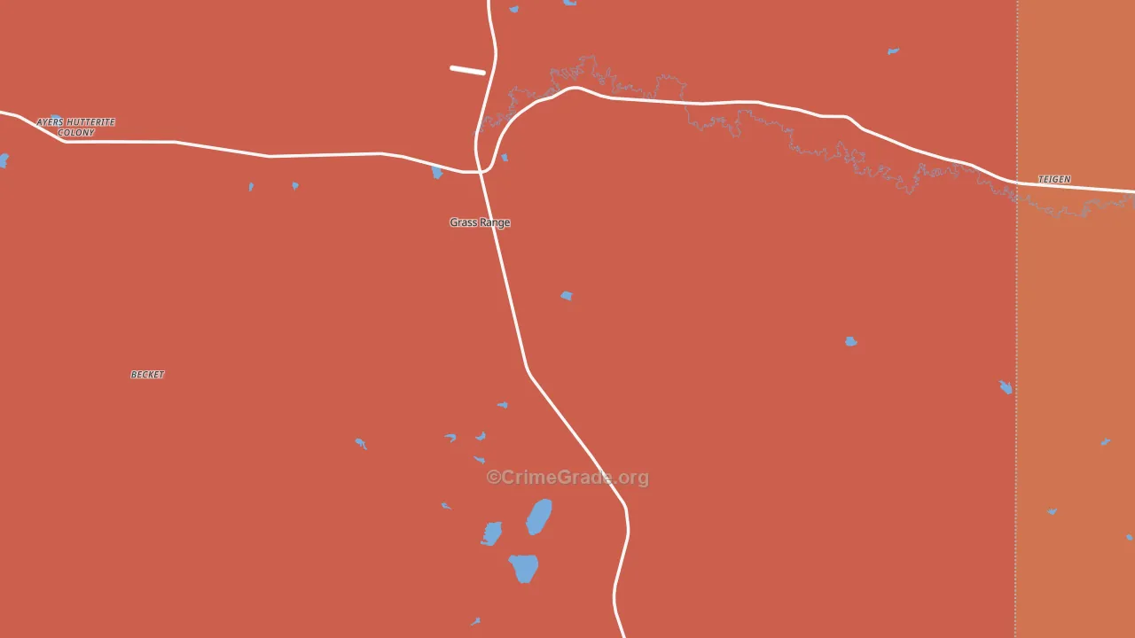 Grass Range, MT Map of Drug-Related Crime Rates