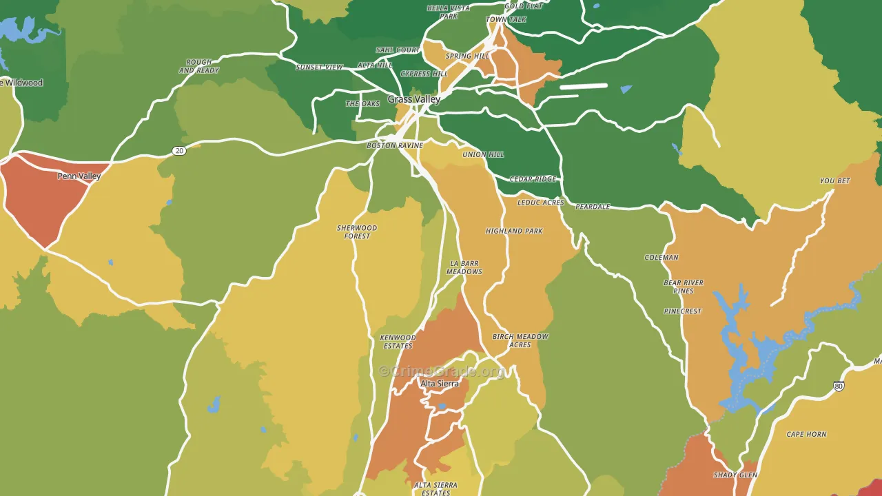 Grass Valley, CA Map of Drug-Related Crime Rates