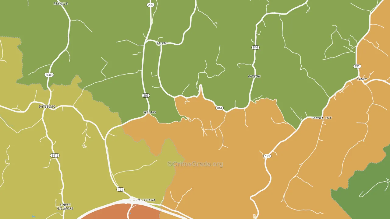 Grassy Creek, KY Map of Drug-Related Crime Rates