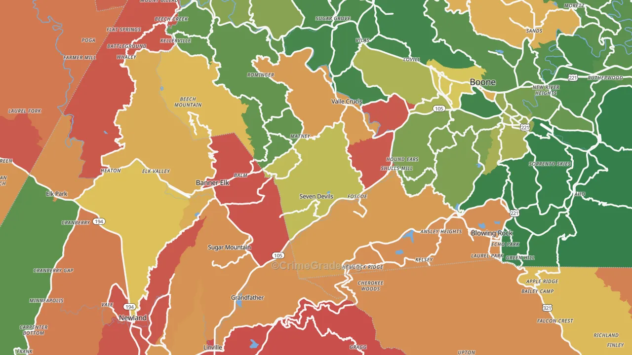 Grassy Creek, NC Map of Drug-Related Crime Rates