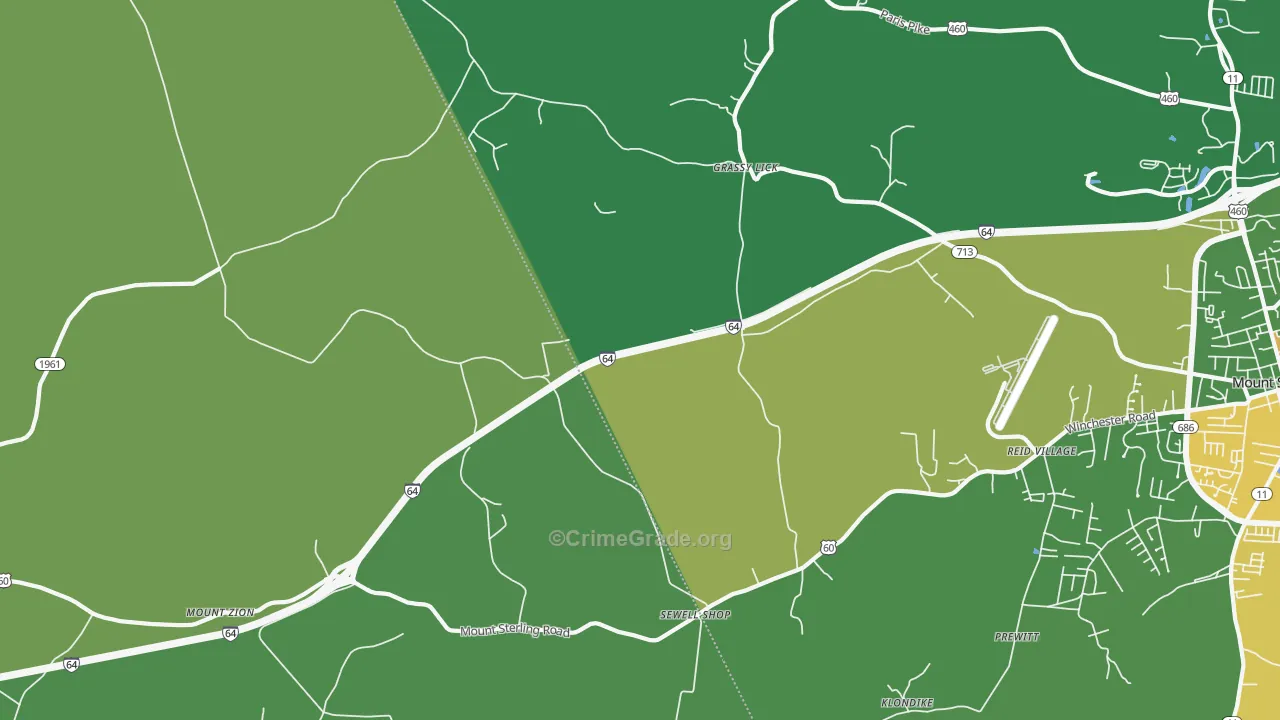 Grassy Lick, KY Map of Drug-Related Crime Rates