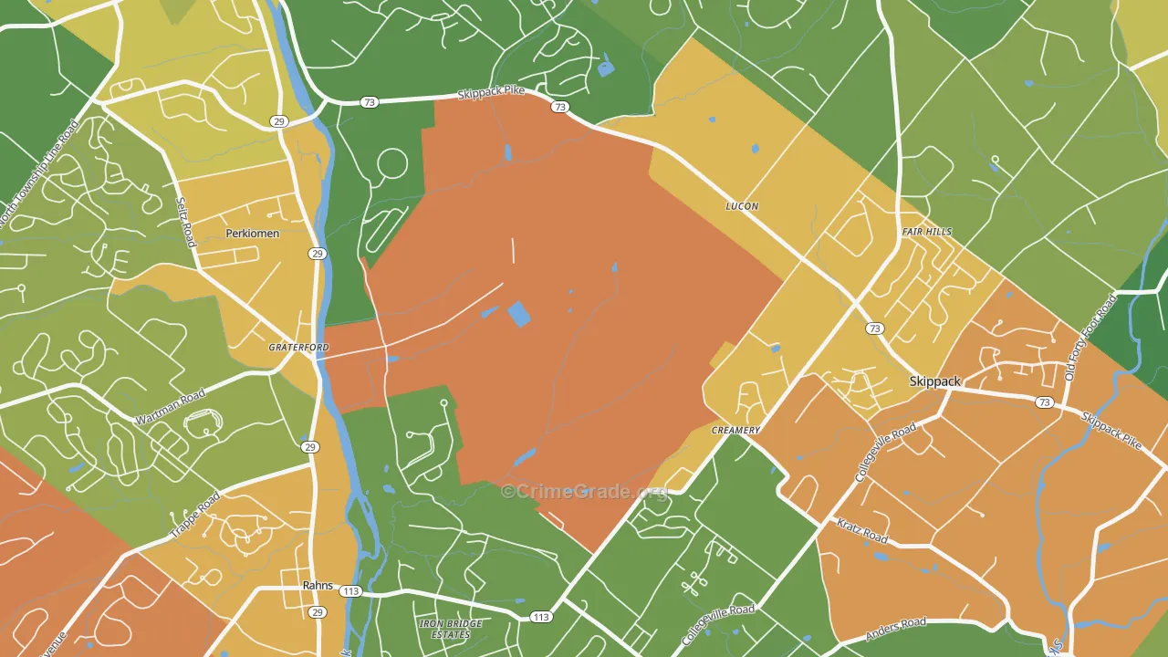 Graterford, PA Map of Drug-Related Crime Rates