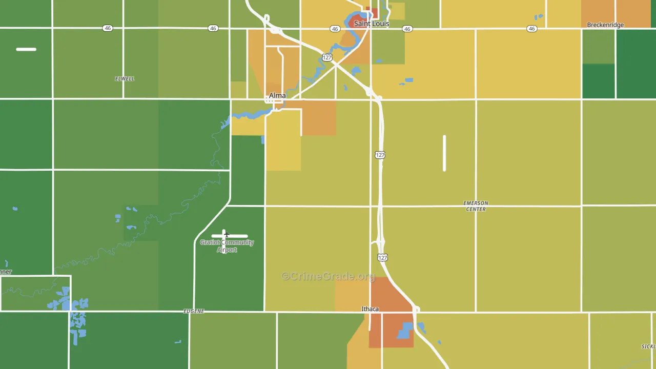 Gratiot County, MI Map of Drug-Related Crime Rates