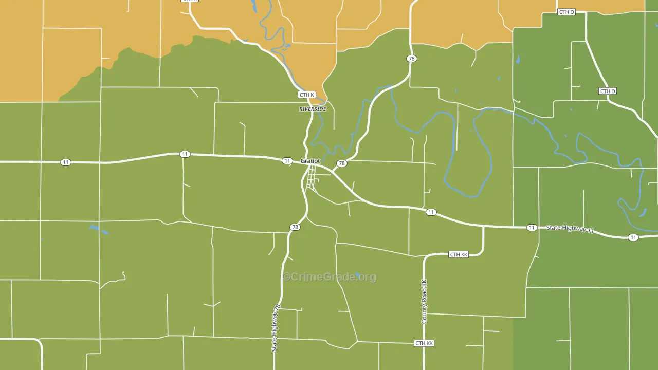 Gratiot, WI Map of Drug-Related Crime Rates