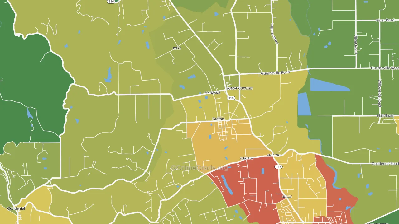 Graton, CA Map of Drug-Related Crime Rates