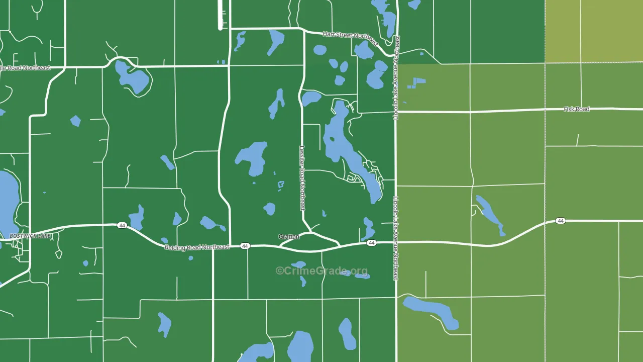 Grattan, MI Map of Drug-Related Crime Rates