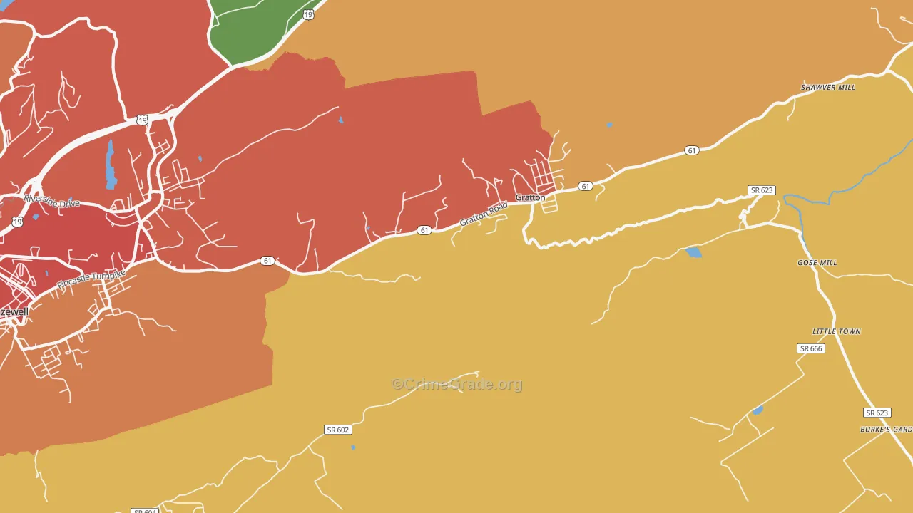 Gratton, VA Map of Drug-Related Crime Rates