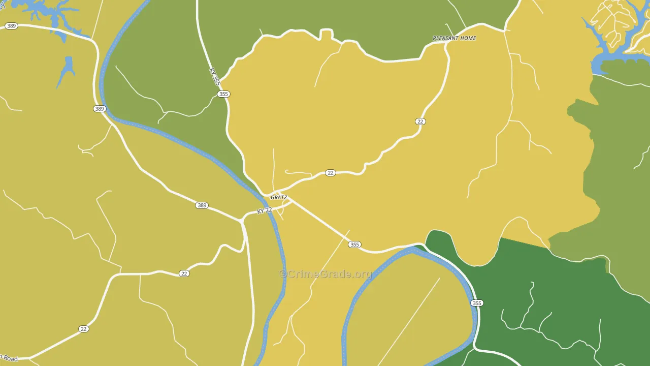 Gratz, KY Map of Drug-Related Crime Rates