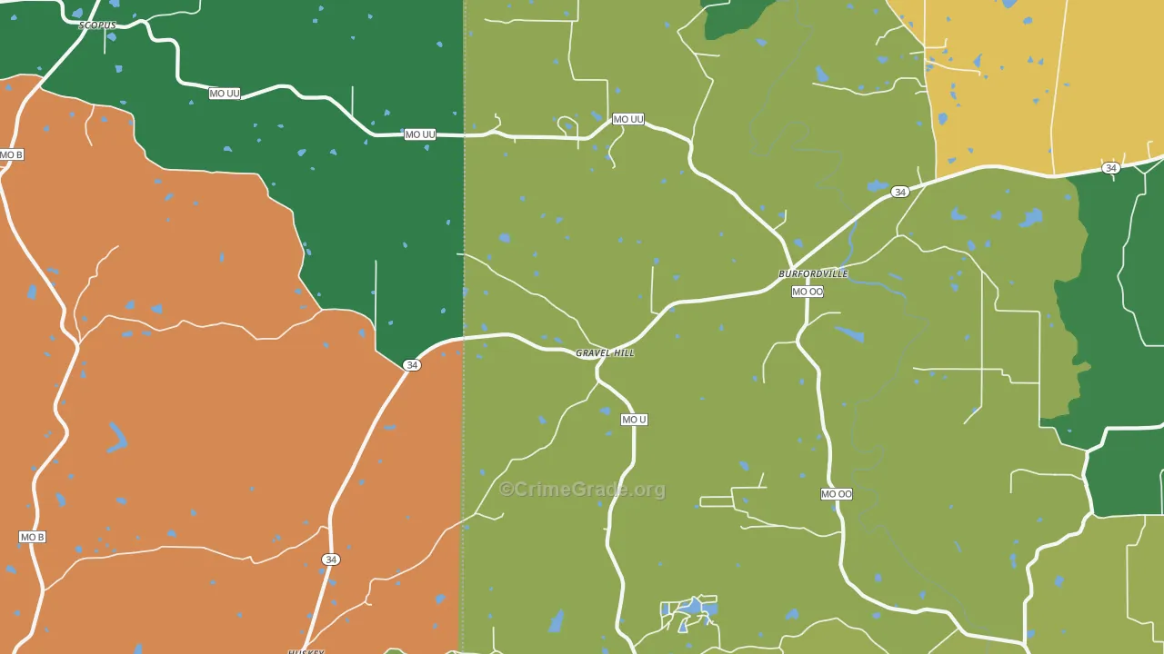 Gravel Hill, MO Map of Drug-Related Crime Rates