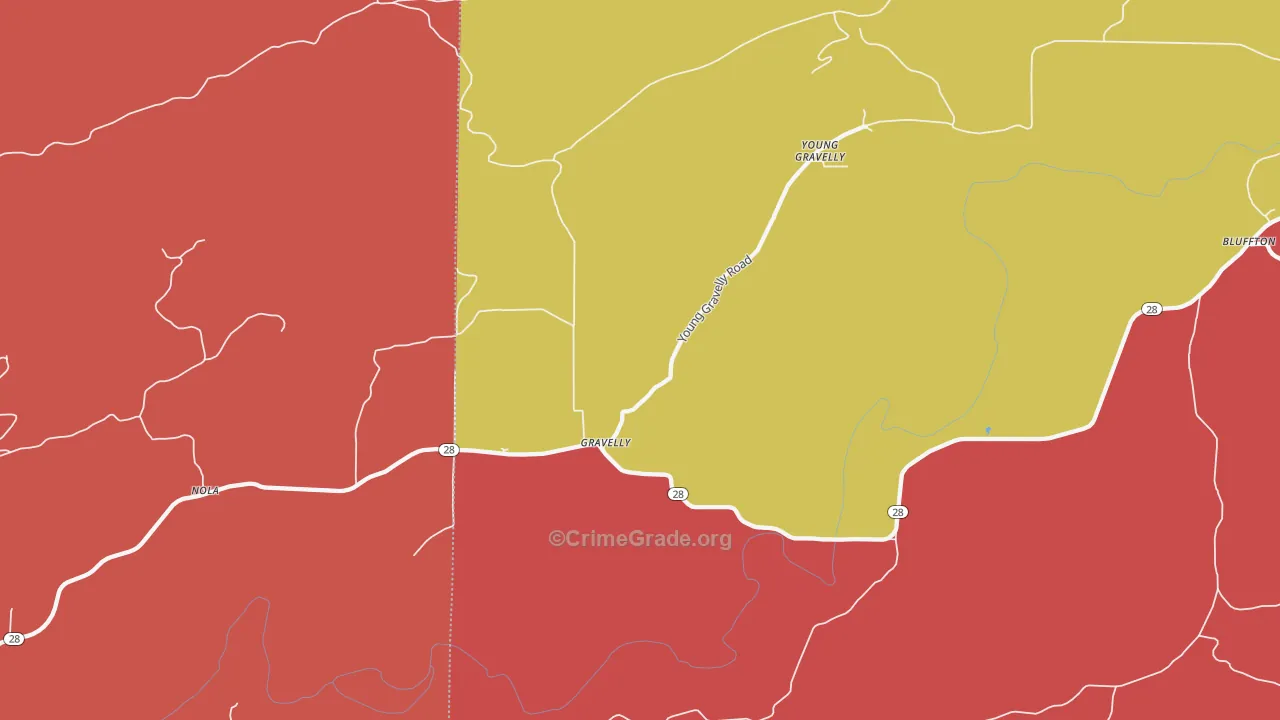 Gravelly, AR Map of Drug-Related Crime Rates