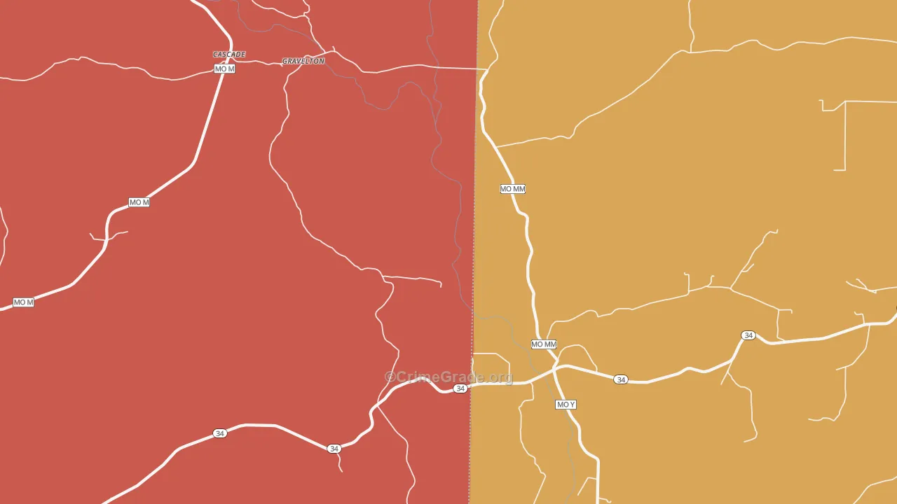 Gravelton, MO Map of Drug-Related Crime Rates