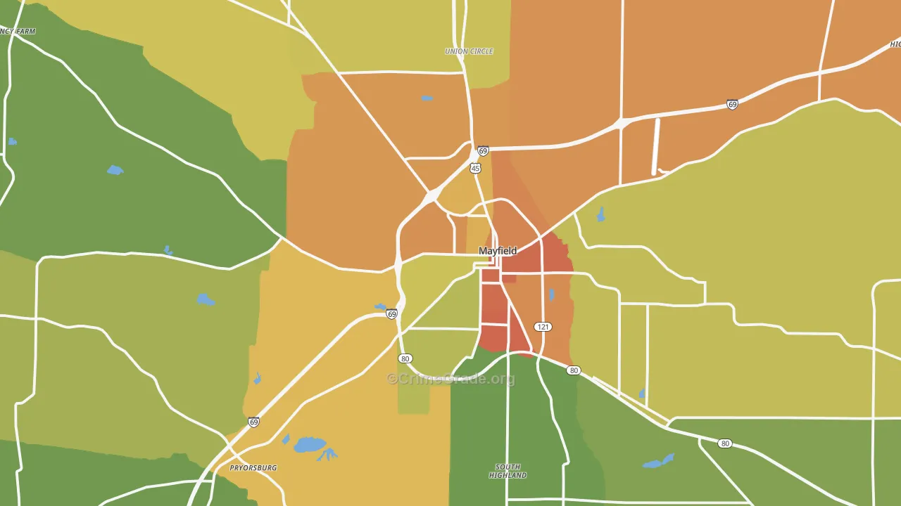 Graves County, KY Map of Drug-Related Crime Rates