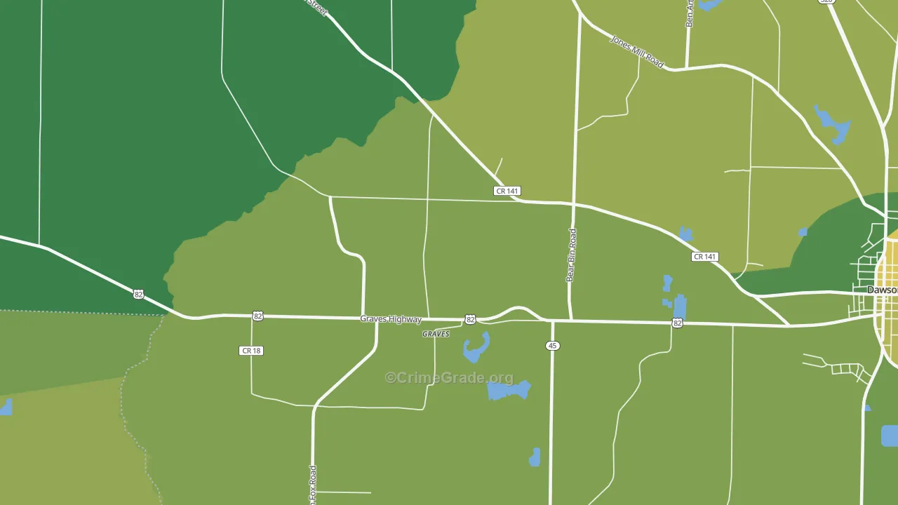 Graves, GA Map of Drug-Related Crime Rates