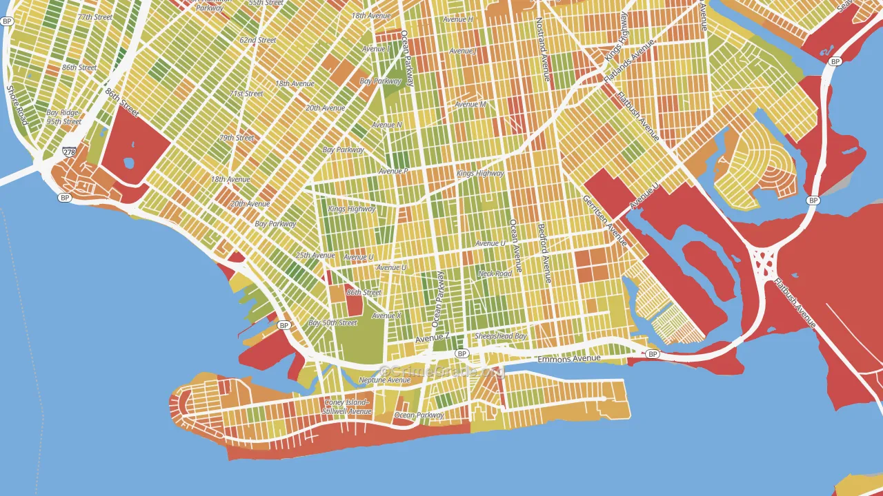 Gravesend-Sheepshead Bay, Brooklyn, NY Map of Drug-Related Crime Rates