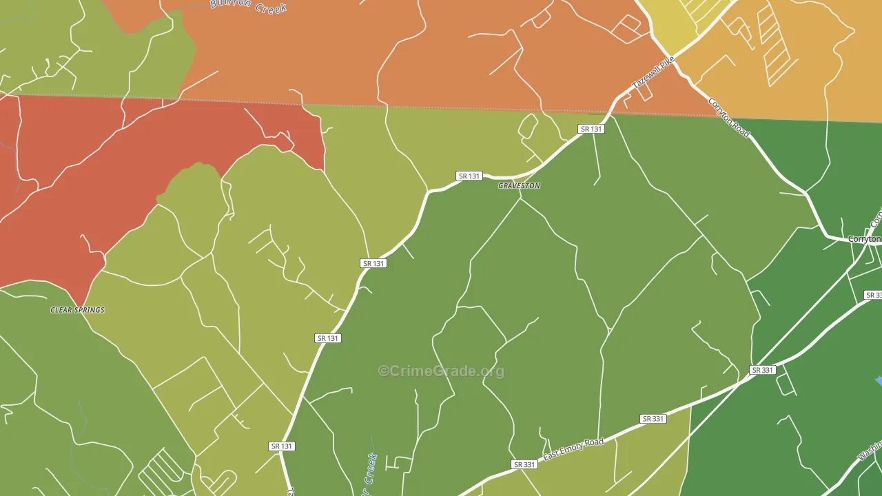 Graveston, TN Map of Drug-Related Crime Rates