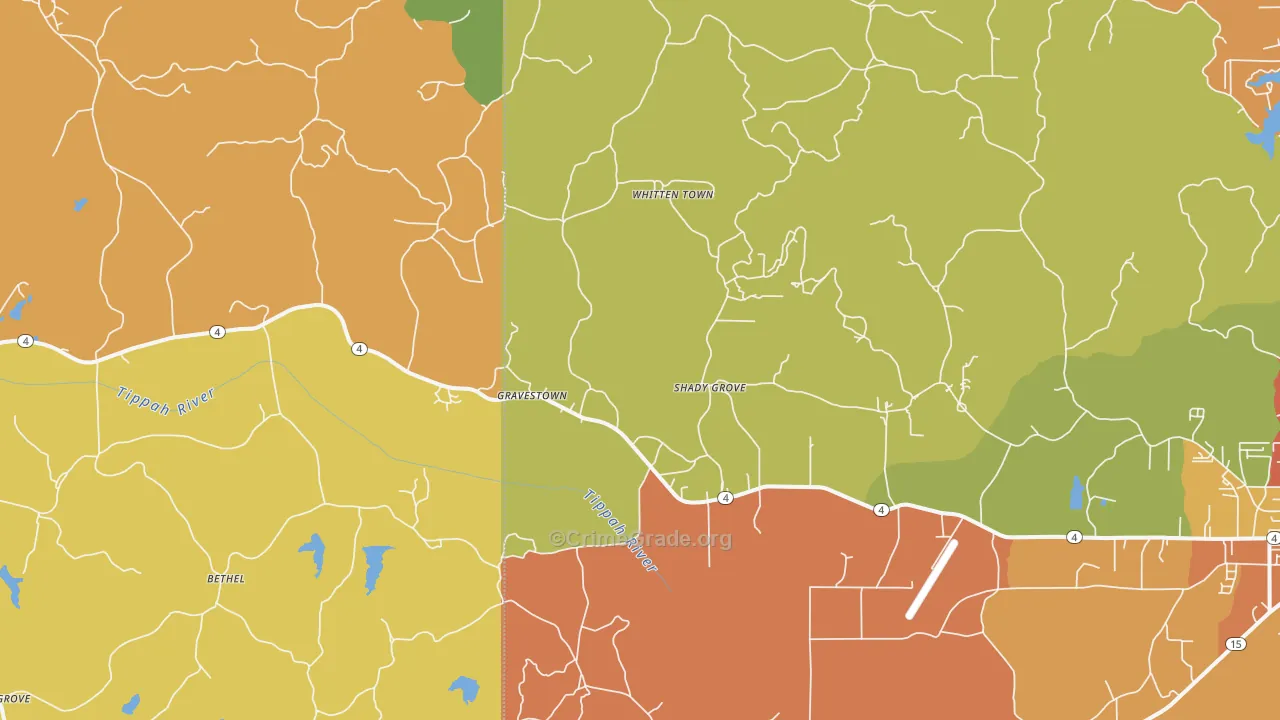 Gravestown, MS Map of Drug-Related Crime Rates