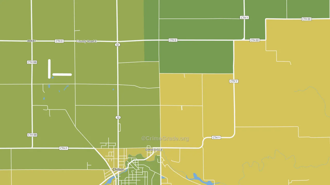 Gravesville, WI Map of Drug-Related Crime Rates