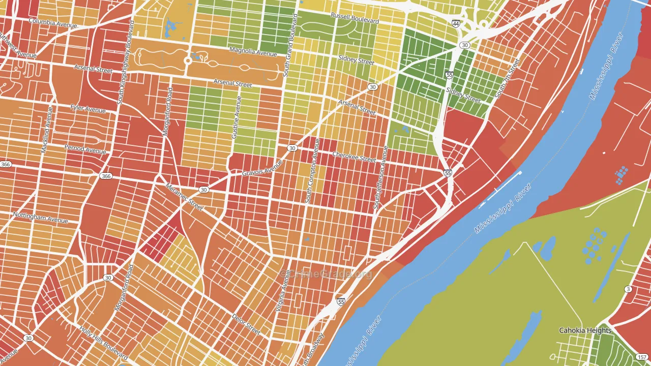 Gravois Park, St. Louis, MO Map of Drug-Related Crime Rates