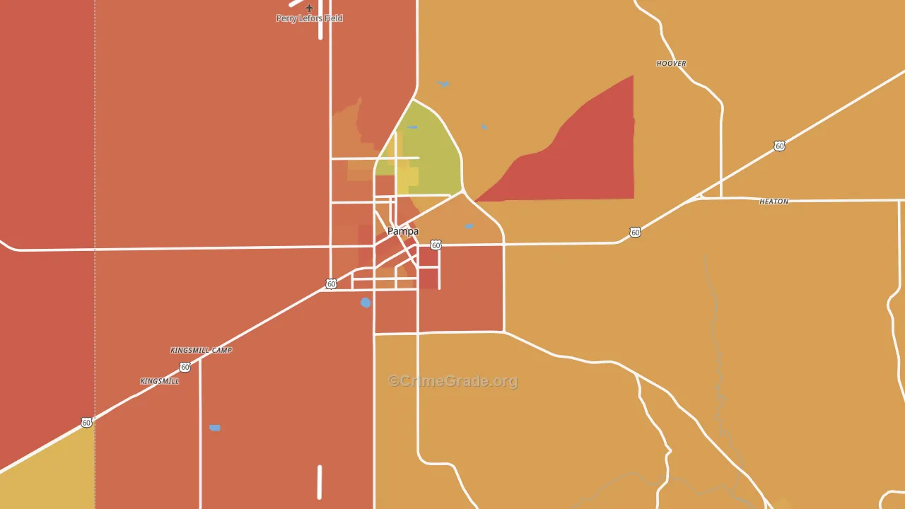 Gray County, TX Map of Drug-Related Crime Rates