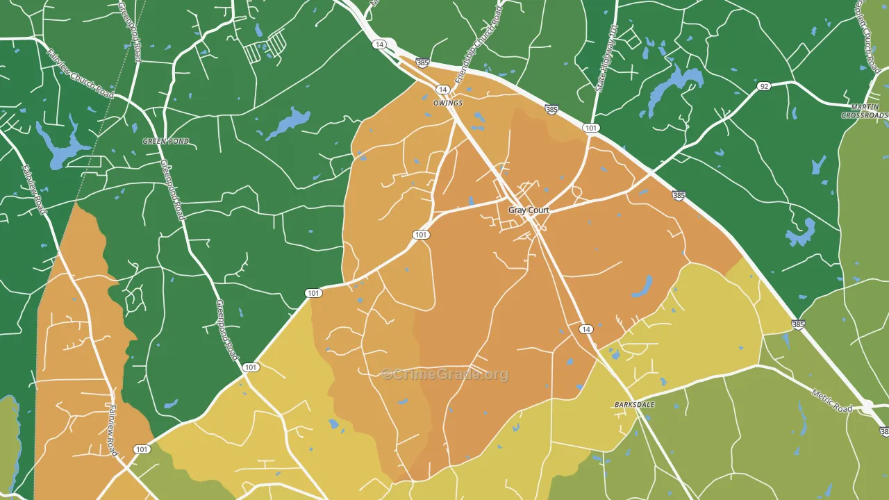 Gray Court, SC Map of Drug-Related Crime Rates