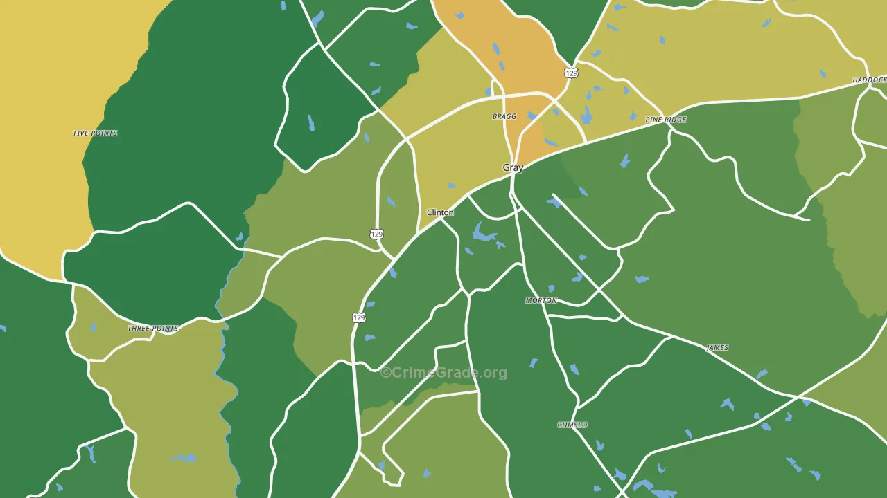 Gray, GA Map of Drug-Related Crime Rates