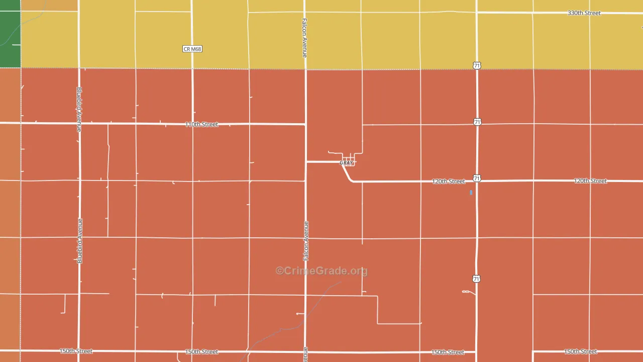 Gray, IA Map of Drug-Related Crime Rates