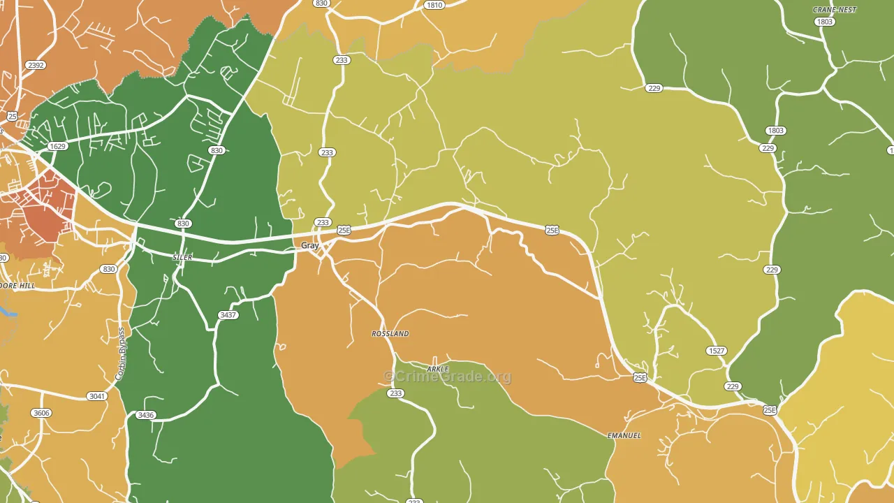 Gray, KY Map of Drug-Related Crime Rates