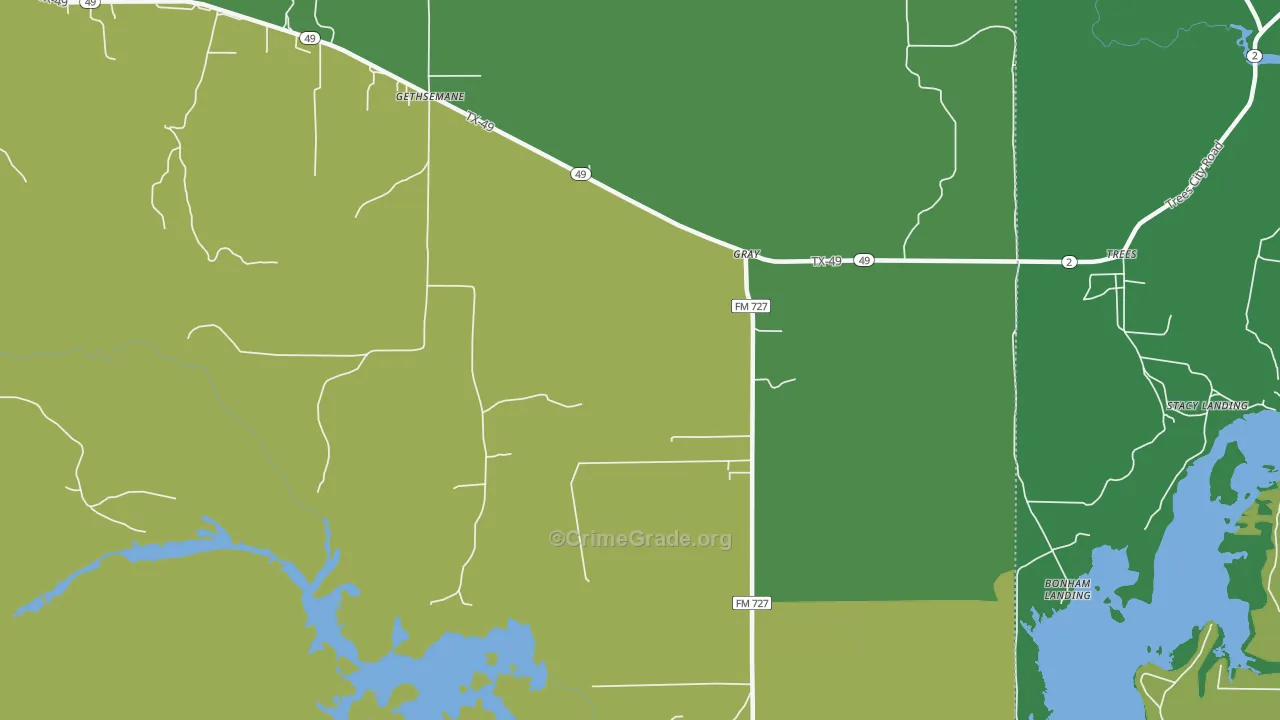 Gray, TX Map of Drug-Related Crime Rates
