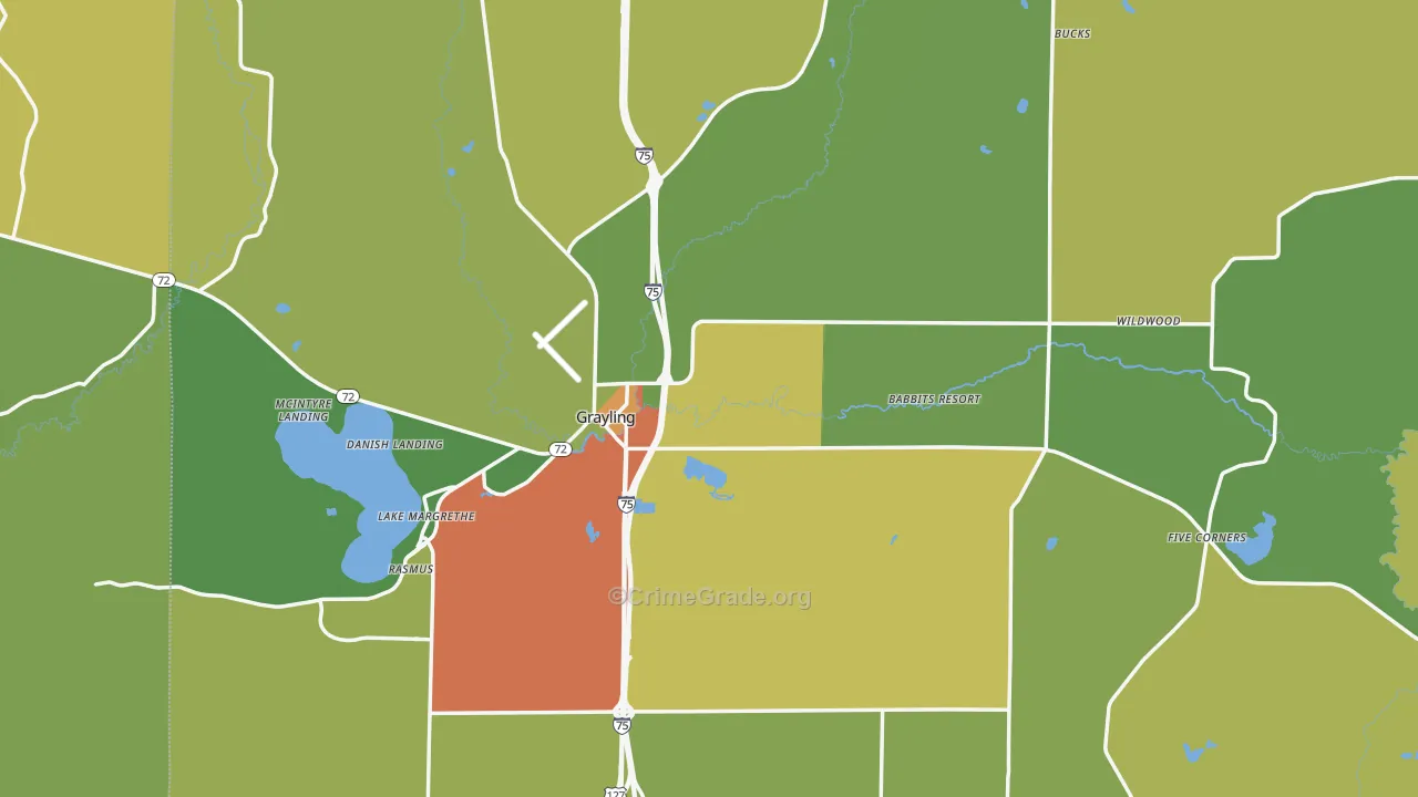 Grayling, MI Map of Drug-Related Crime Rates