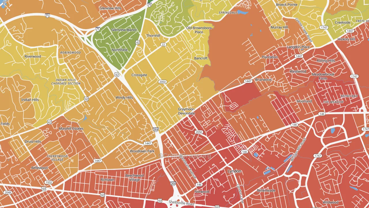 Graymoor-Devondale, KY Map of Drug-Related Crime Rates