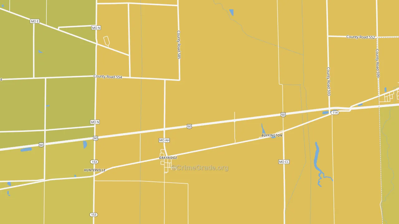 Grayridge, MO Map of Drug-Related Crime Rates
