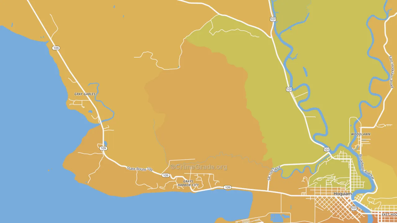 Grays Harbor City, WA Map of Drug-Related Crime Rates