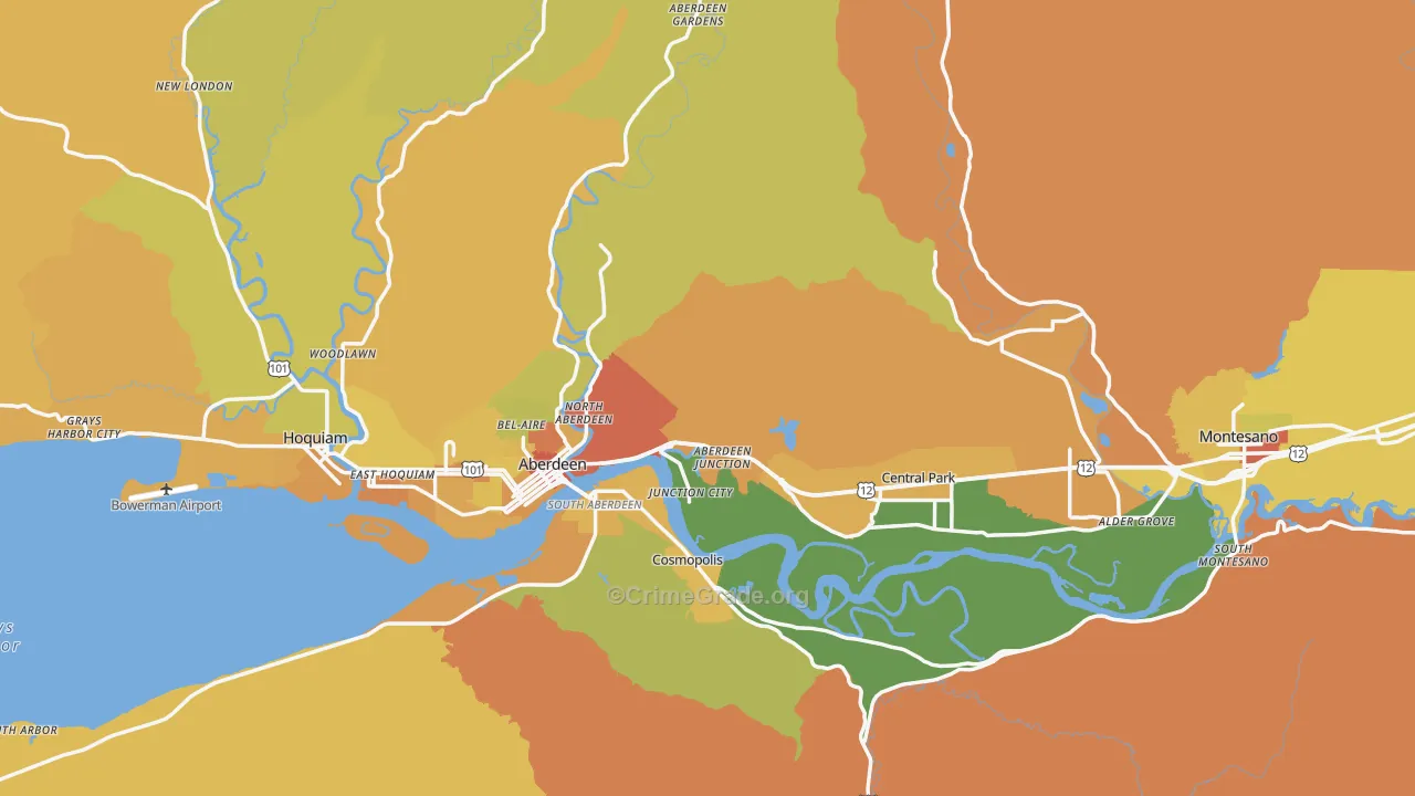 Grays Harbor County, WA Map of Drug-Related Crime Rates