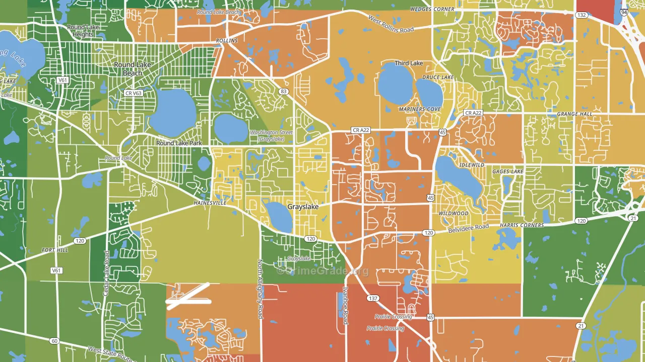 Grayslake, IL Map of Drug-Related Crime Rates