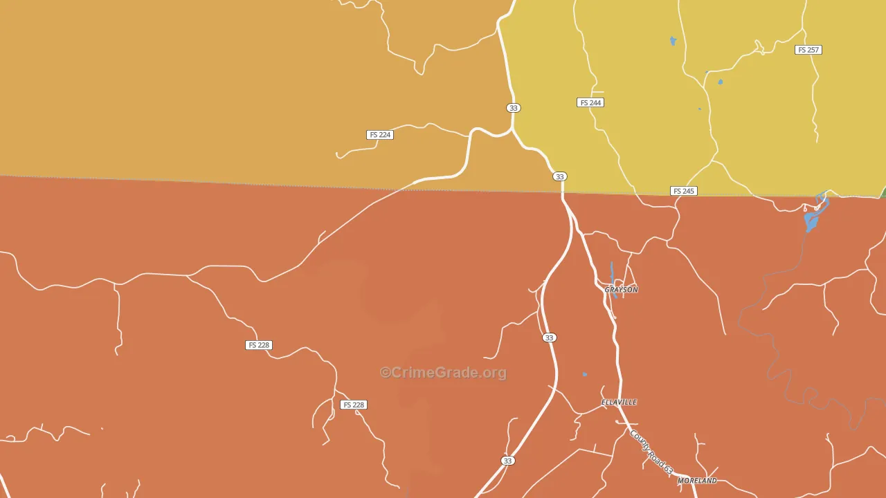 Grayson, AL Map of Drug-Related Crime Rates