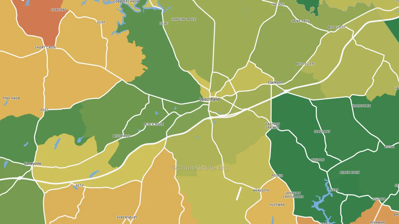 Grayson County, KY Map of Drug-Related Crime Rates
