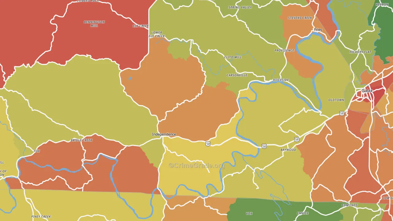 Grayson County, VA Map of Drug-Related Crime Rates